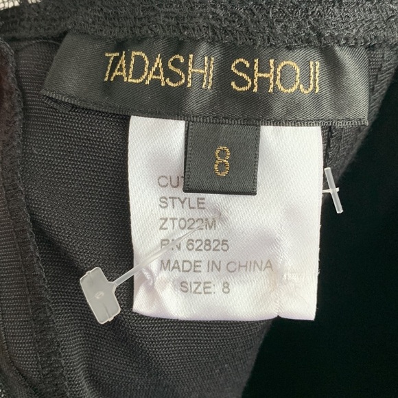 Tadashi Shoji Lace Sequins Bodycon Stretch Black Dress sz 8 - Picture 7 of 8